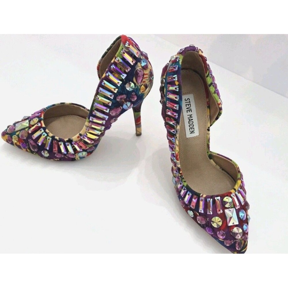 Springtime Heels, Multicolor Rhinestone Jewel Pumps Womens 5.5M Party Glam